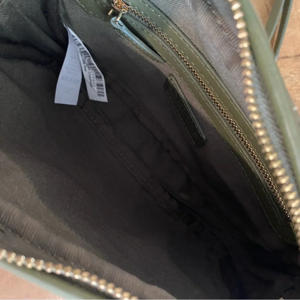 Quince Olive Green Leather Woven Crossbody Bag - Picture 6 of 6